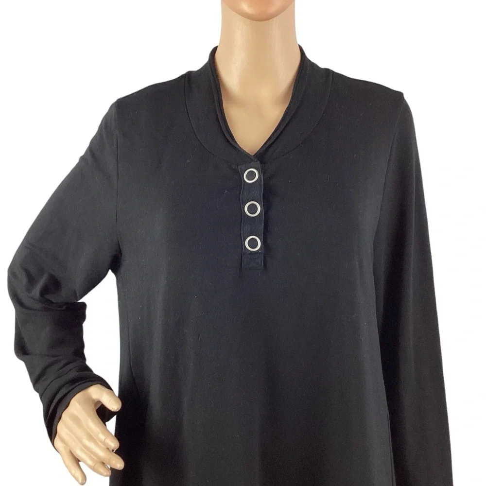 Soft Surroundings Top Size L Black Long Sleeve - Picture 2 of 7